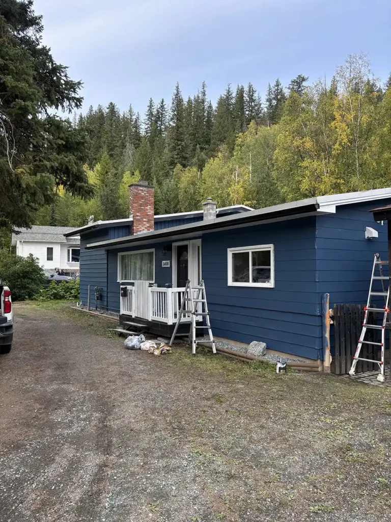 Home exterior painted blue